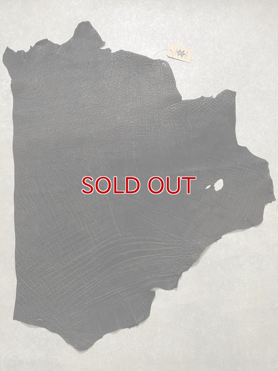 画像1: エレファントレザー　ブラック　ゾウ革　象革　エキゾチックレザー (1)