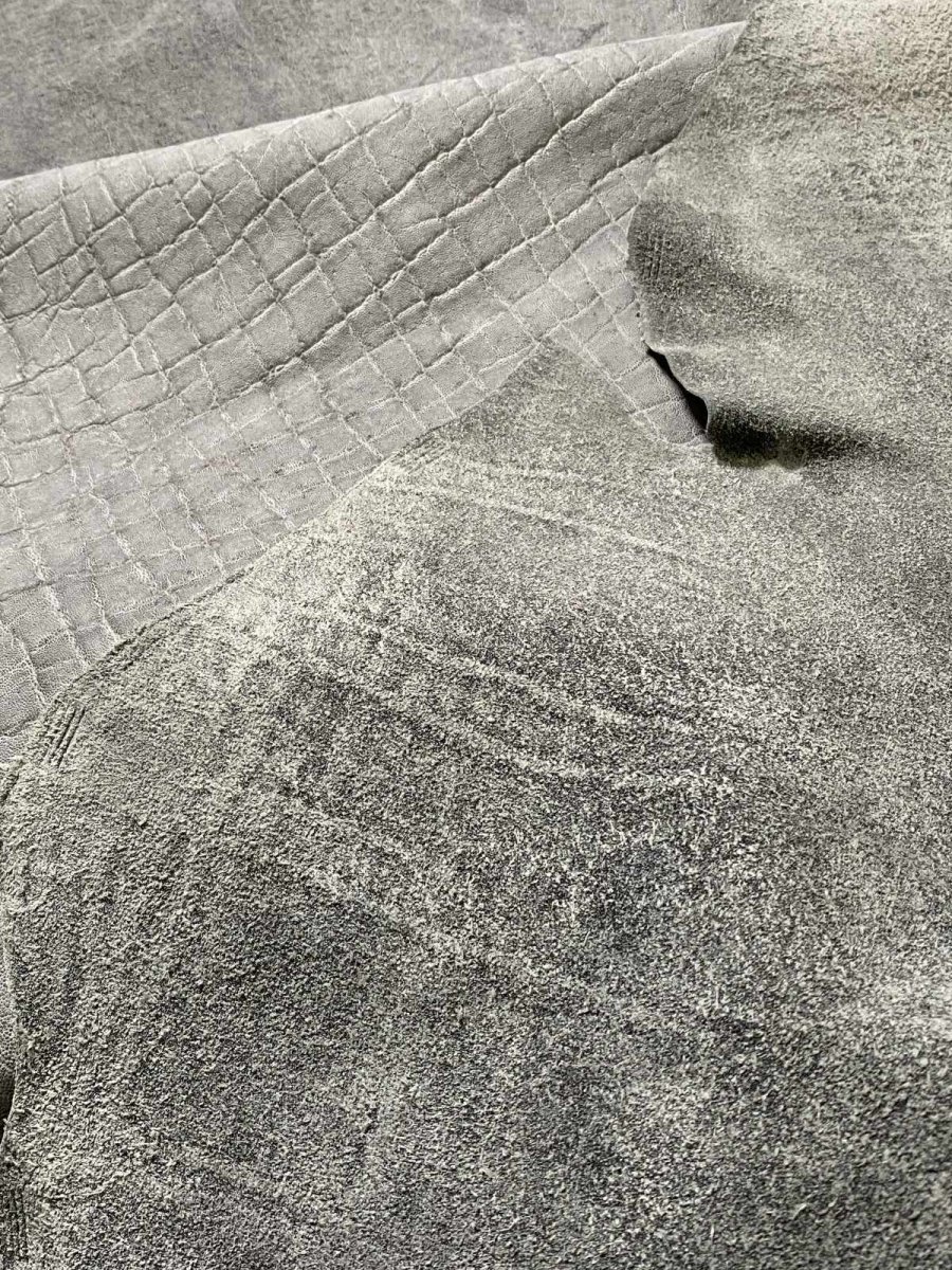 画像10: エレファントレザー　グレー　ゾウ革　象革　エキゾチックレザー (10)