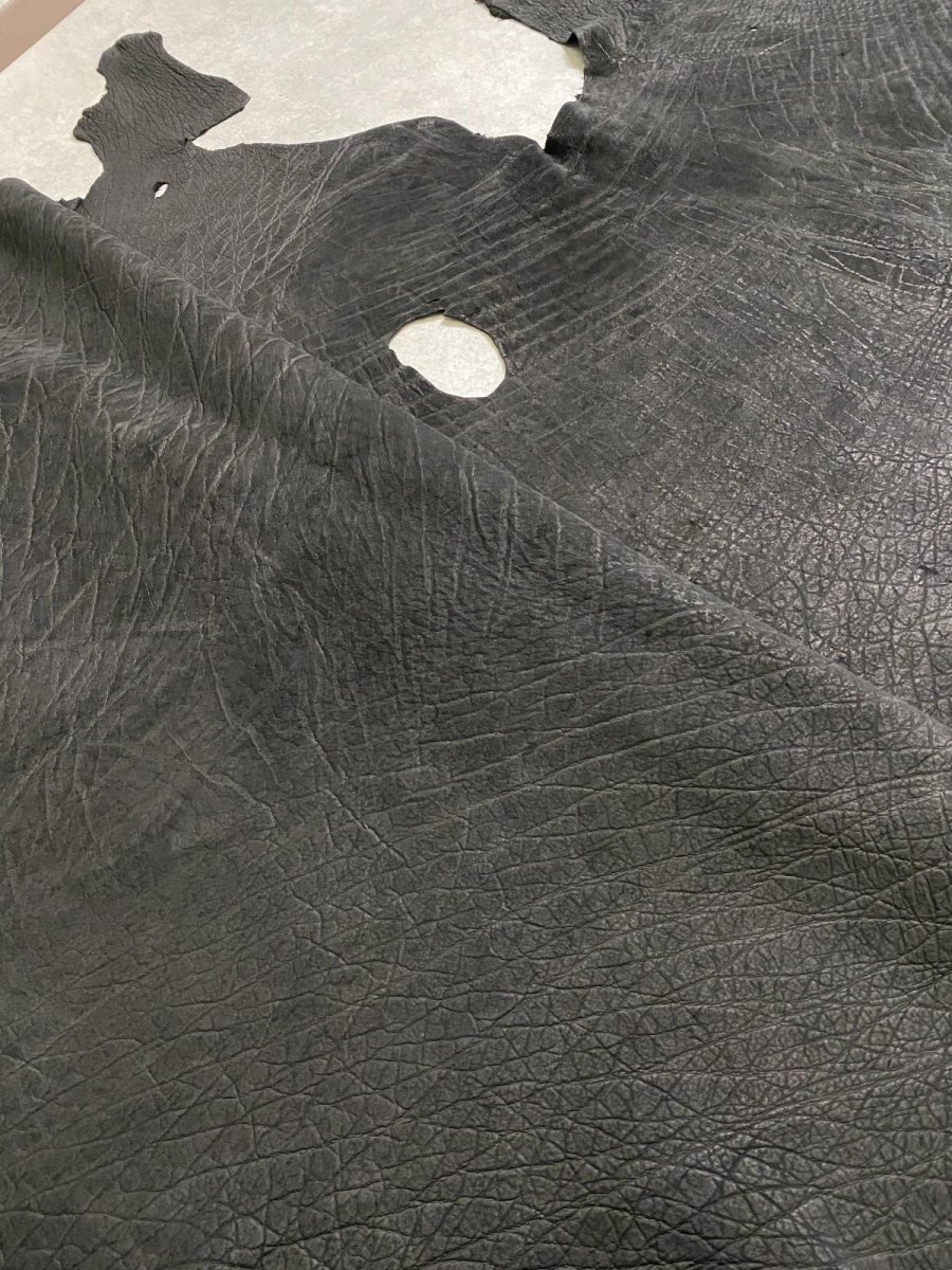 画像10: エレファントレザー　ブラック　ゾウ革　象革　エキゾチックレザー (10)