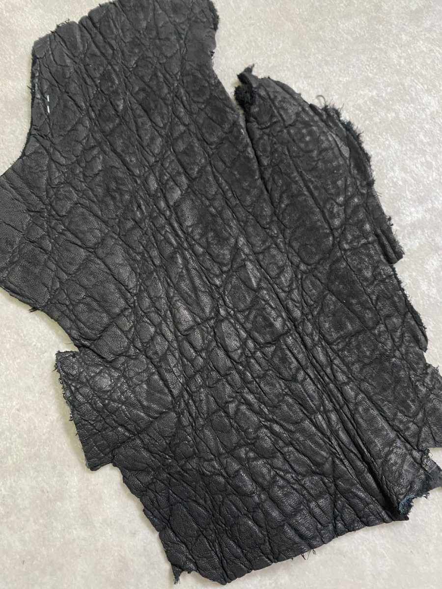 画像2: 象革　エレファントレザー　ブラック　ゾウ革 ハギレ (2)