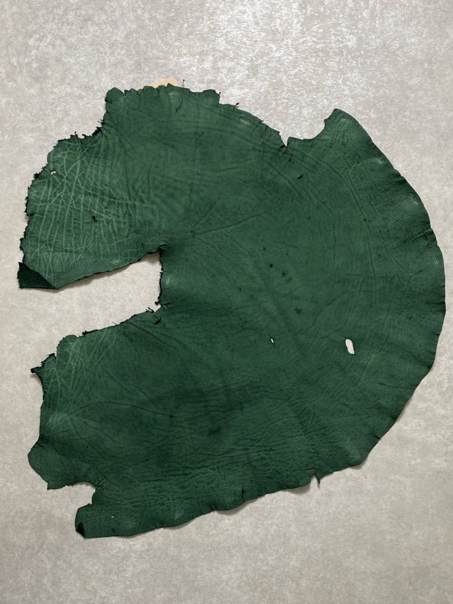 画像1: エレファントレザー　グリーン　ゾウ革　象革　耳　ミミ (1)