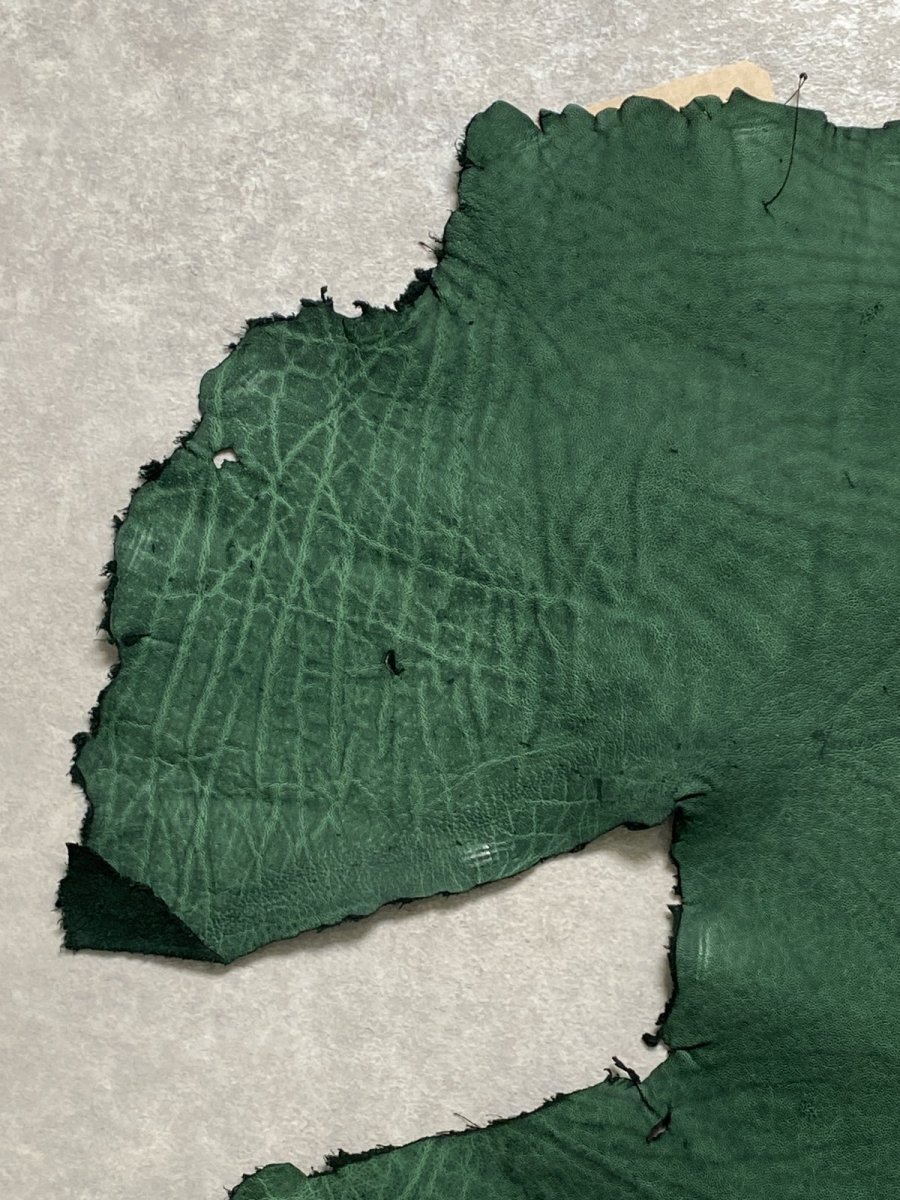 画像2: エレファントレザー　グリーン　ゾウ革　象革　耳　ミミ (2)