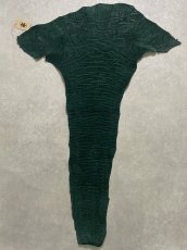 画像1: エレファントレザー　ダークグリーン　ゾウ革　象革　尻尾　エキゾチックレザー (1)