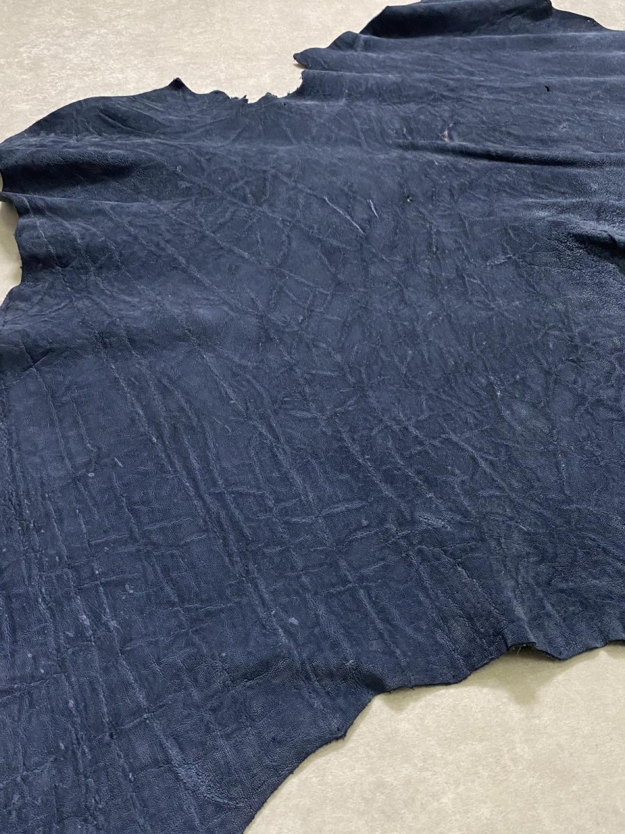 画像9: エレファントレザー　ネイビー　ゾウ革　象革　エキゾチックレザー (9)