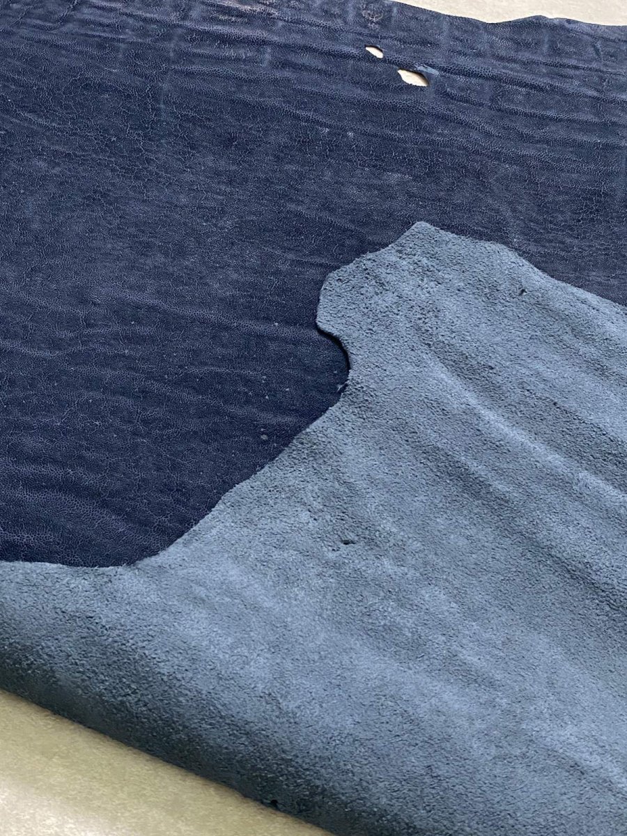 画像9: エレファントレザー　ネイビー　ゾウ革　象革　エキゾチックレザー (9)