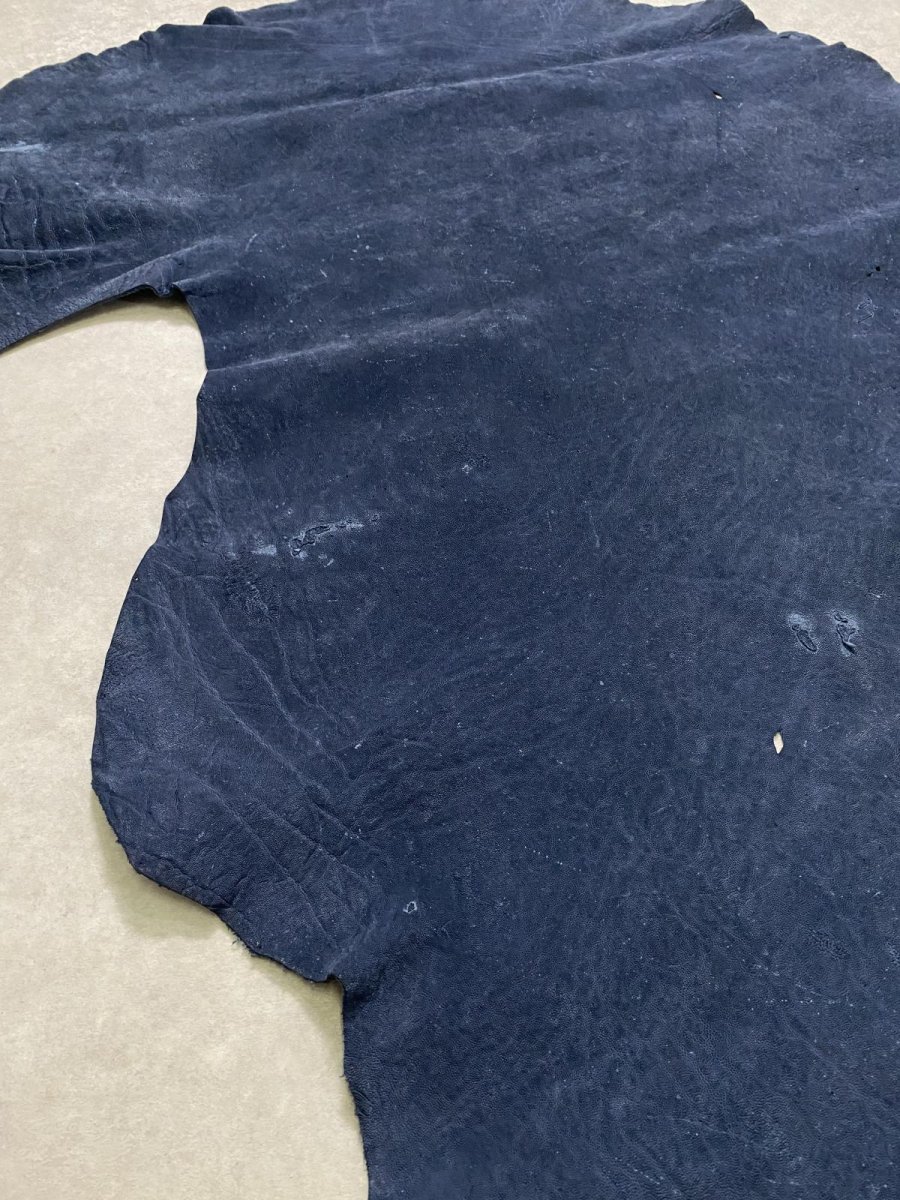 画像9: エレファントレザー　耳　ネイビー　ゾウ革　象革　エキゾチックレザー (9)