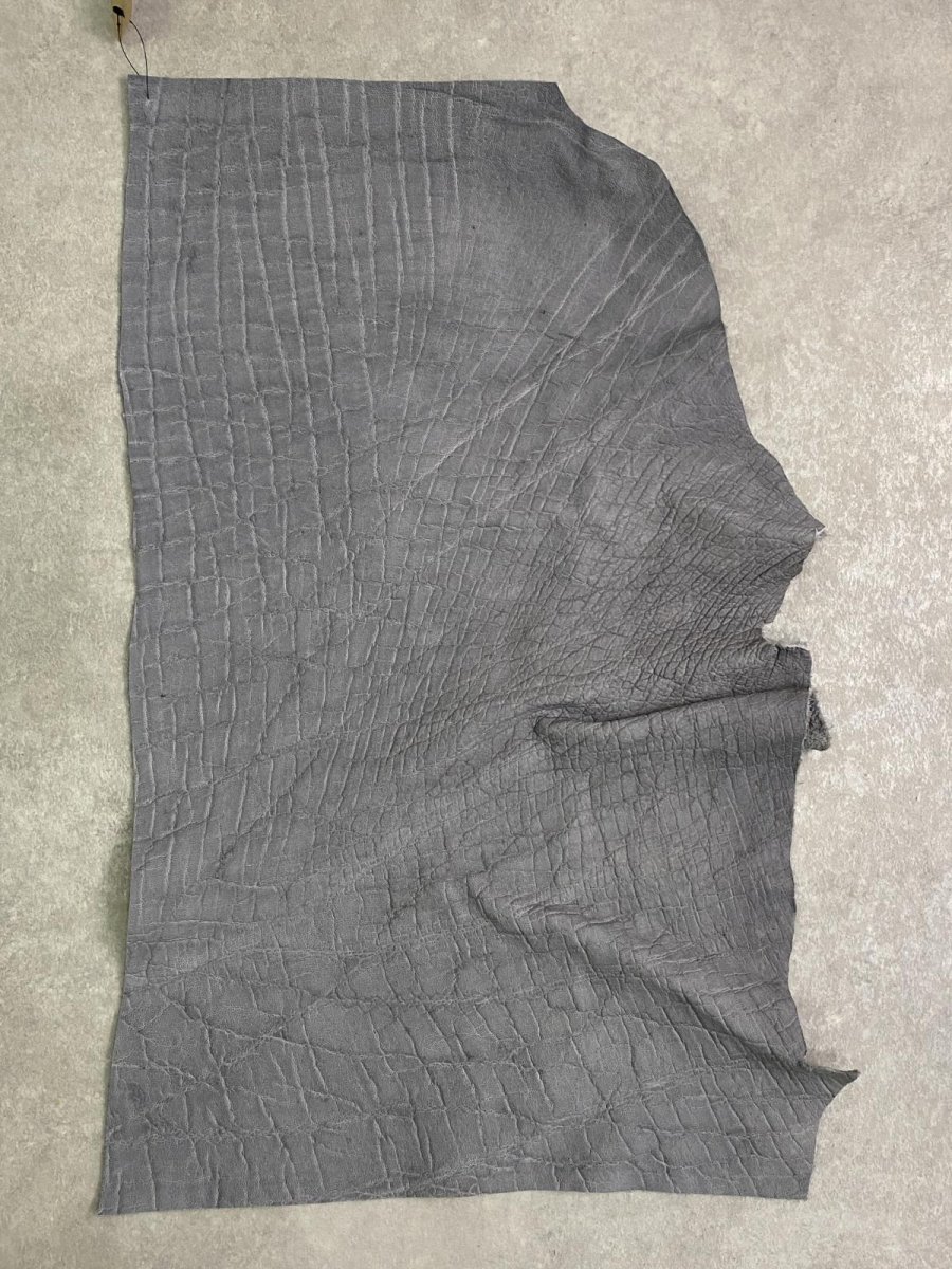 画像1: エレファントレザー　グレー　ゾウ革　象革　エキゾチックレザー (1)