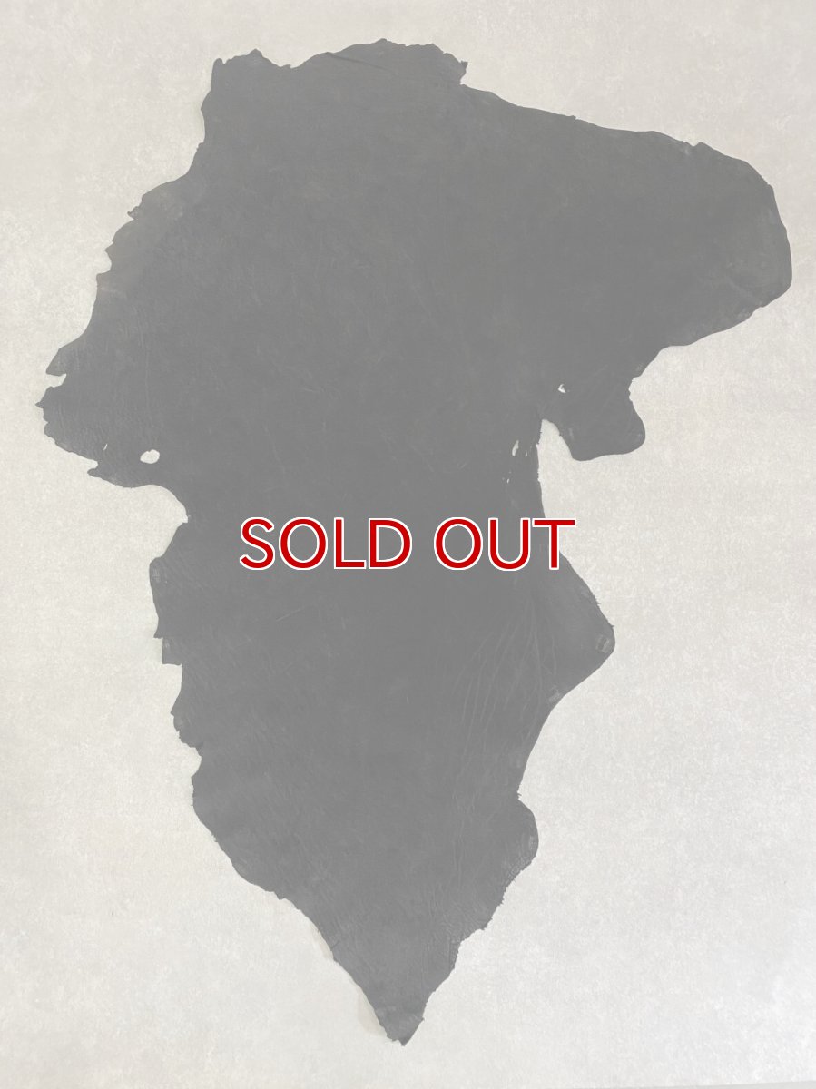 画像1: エレファントレザー　ブラック　ゾウ革　象革　耳　エキゾチックレザー (1)