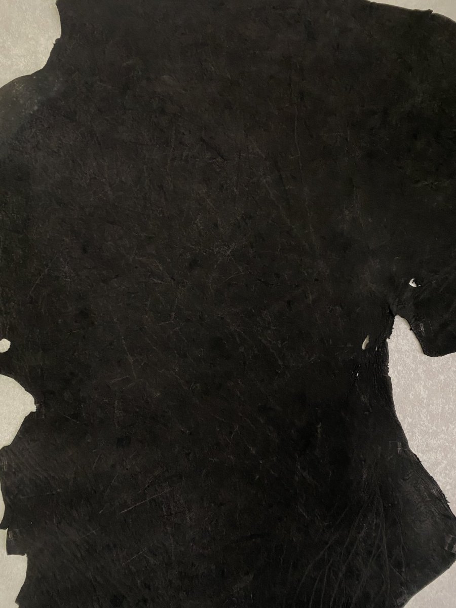 画像2: エレファントレザー ブラック ゾウ革 象革 耳 エキゾチックレザー (2)