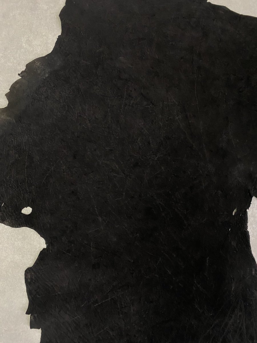 画像4: エレファントレザー ブラック ゾウ革 象革 耳 エキゾチックレザー (4)