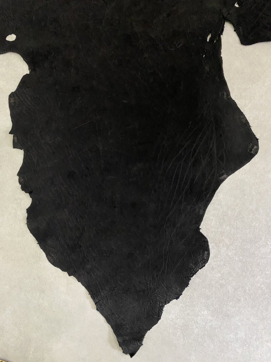 画像5: エレファントレザー ブラック ゾウ革 象革 耳 エキゾチックレザー (5)