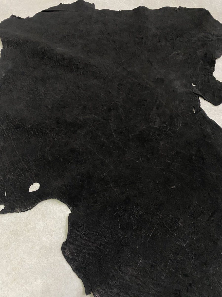 画像6: エレファントレザー ブラック ゾウ革 象革 耳 エキゾチックレザー (6)