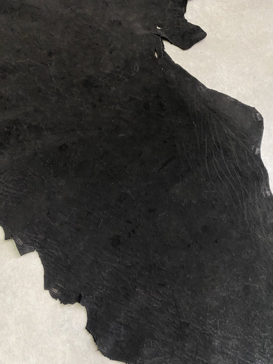 画像8: エレファントレザー ブラック ゾウ革 象革 耳 エキゾチックレザー (8)