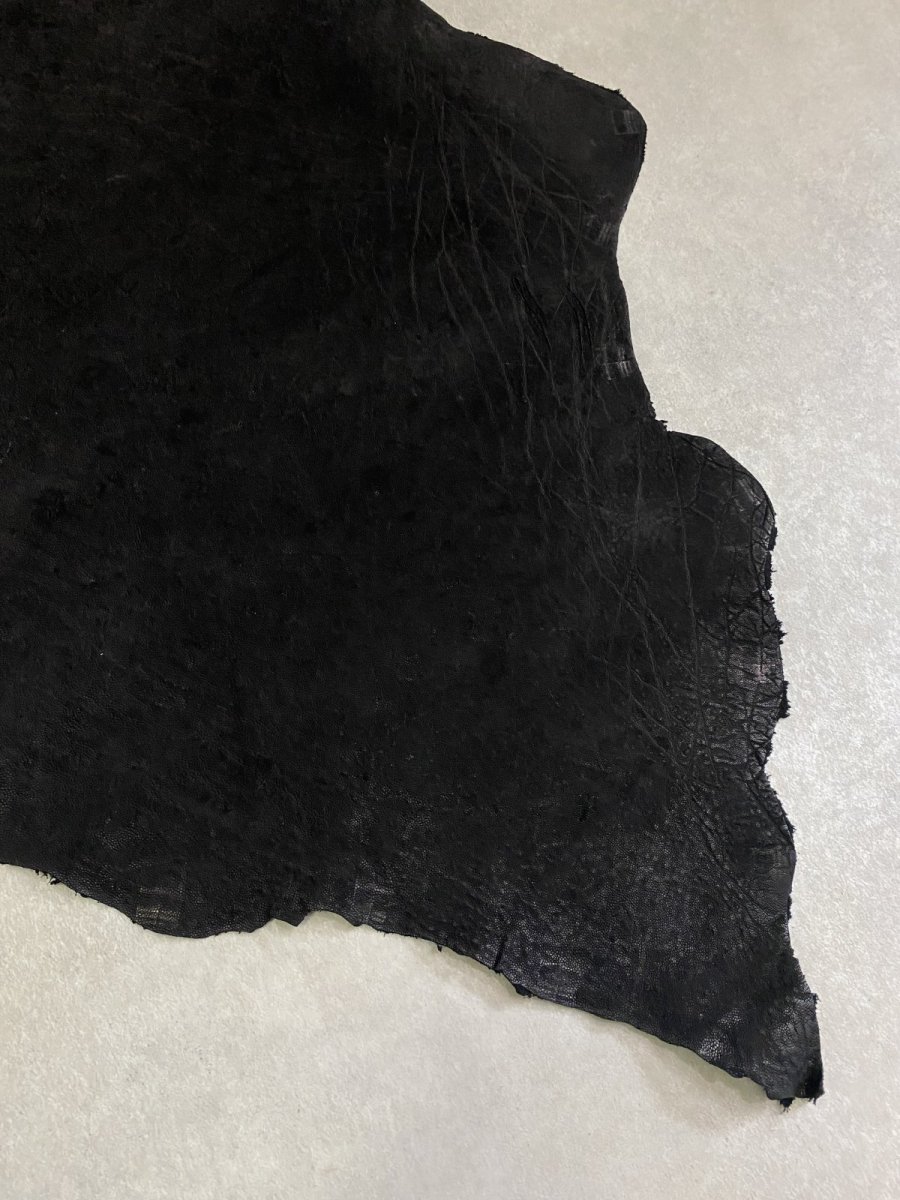 画像9: エレファントレザー ブラック ゾウ革 象革 耳 エキゾチックレザー (9)