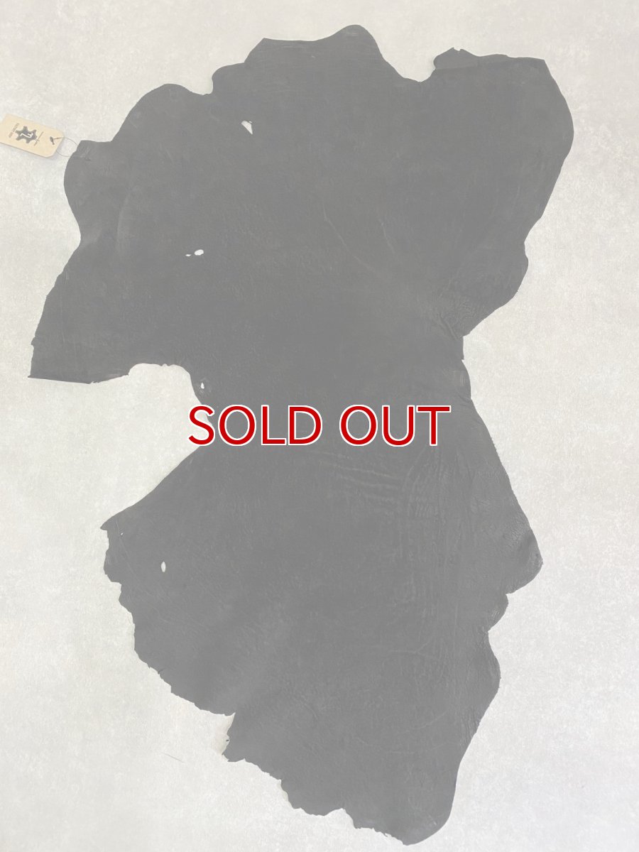 画像1: エレファントレザー　ブラック　ゾウ革　象革　耳　エキゾチックレザー (1)