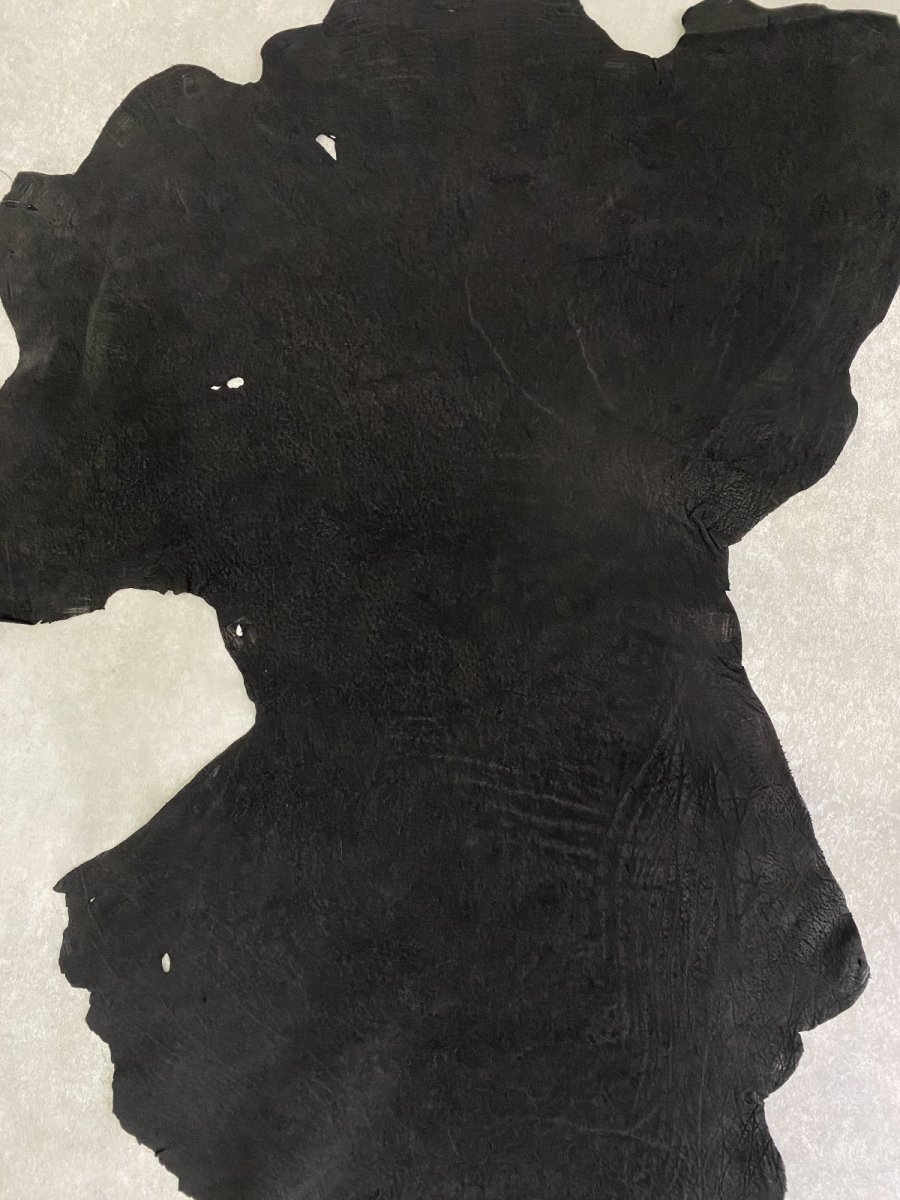 画像2: エレファントレザー ブラック ゾウ革 象革 耳 エキゾチックレザー (2)