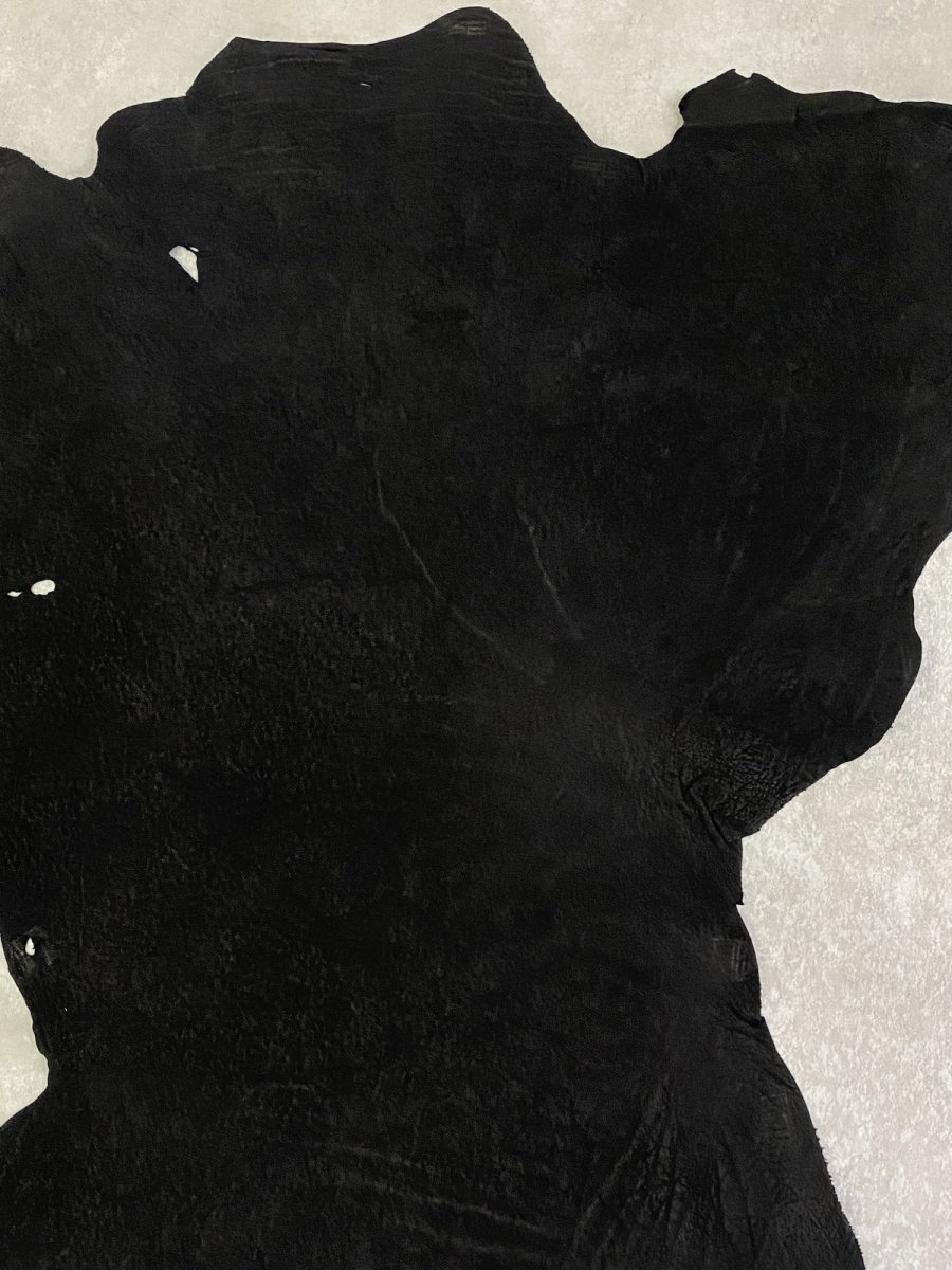 画像4: エレファントレザー ブラック ゾウ革 象革 耳 エキゾチックレザー (4)