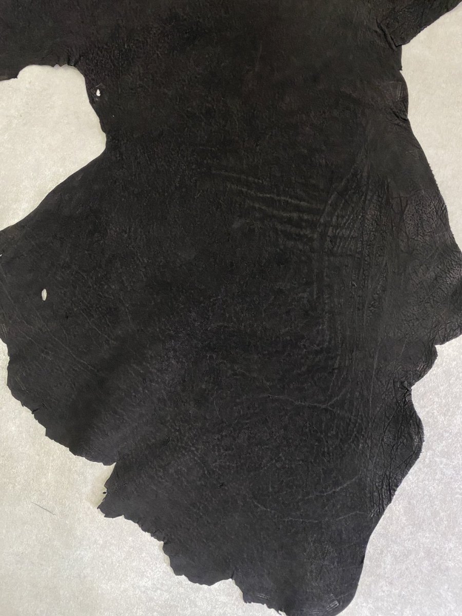 画像5: エレファントレザー ブラック ゾウ革 象革 耳 エキゾチックレザー (5)