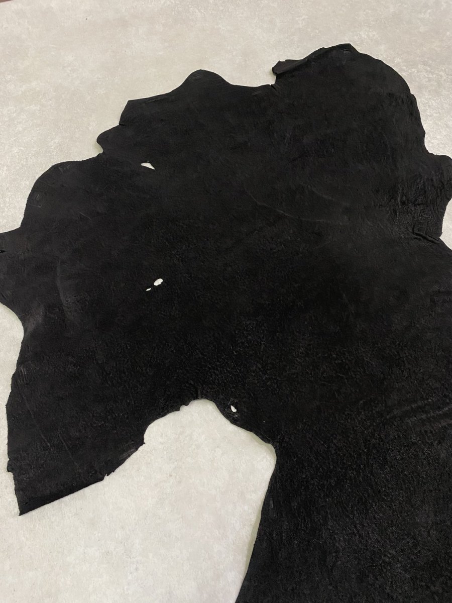 画像6: エレファントレザー ブラック ゾウ革 象革 耳 エキゾチックレザー (6)