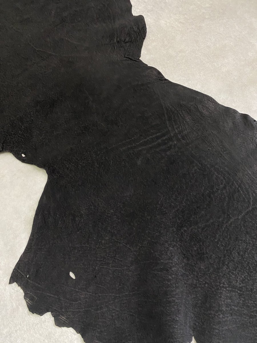 画像7: エレファントレザー ブラック ゾウ革 象革 耳 エキゾチックレザー (7)