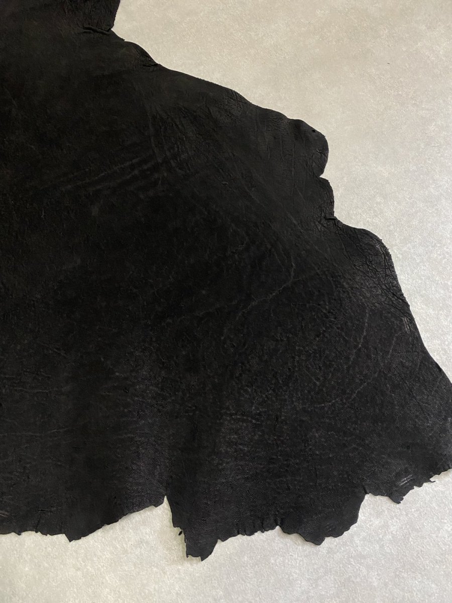 画像8: エレファントレザー ブラック ゾウ革 象革 耳 エキゾチックレザー (8)