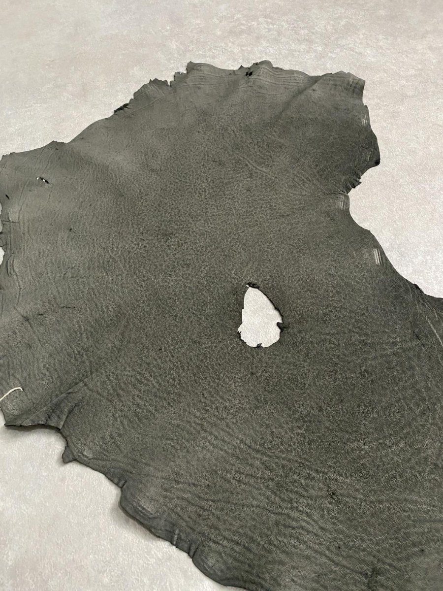 画像6: エレファントレザー　ダークグレー　ゾウ革　象革　耳　エキゾチックレザー (6)