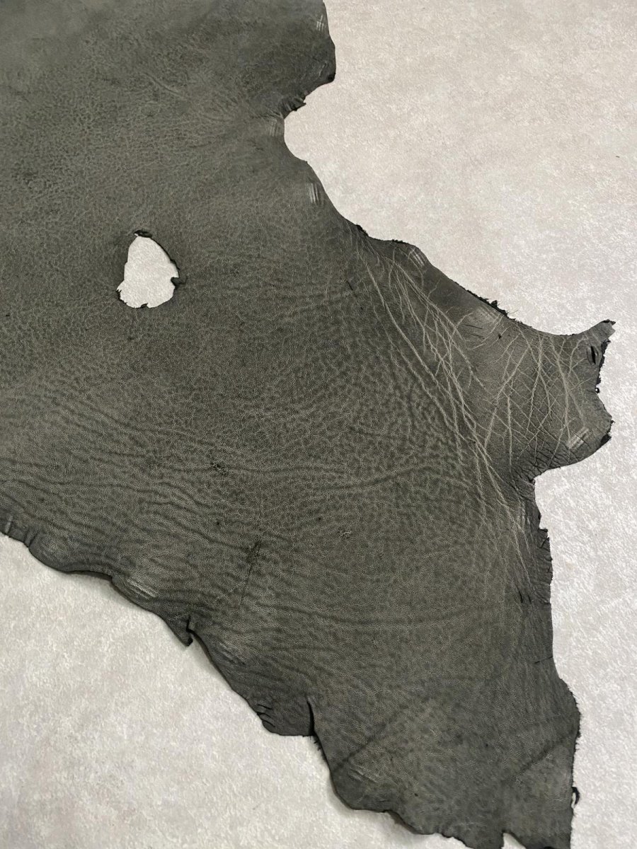 画像7: エレファントレザー　ダークグレー　ゾウ革　象革　耳　エキゾチックレザー (7)