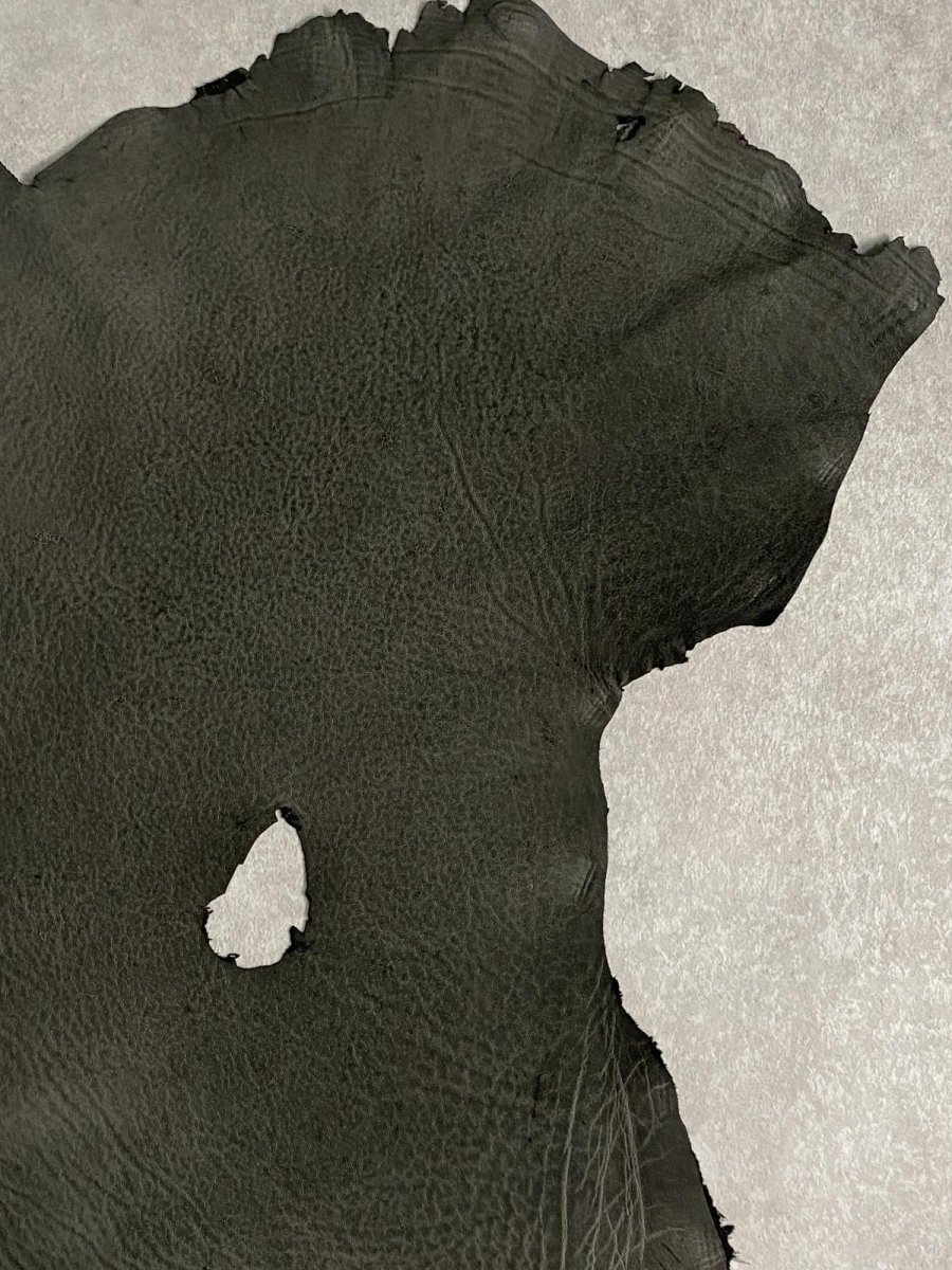 画像5: エレファントレザー　ダークグレー　ゾウ革　象革　耳　エキゾチックレザー (5)