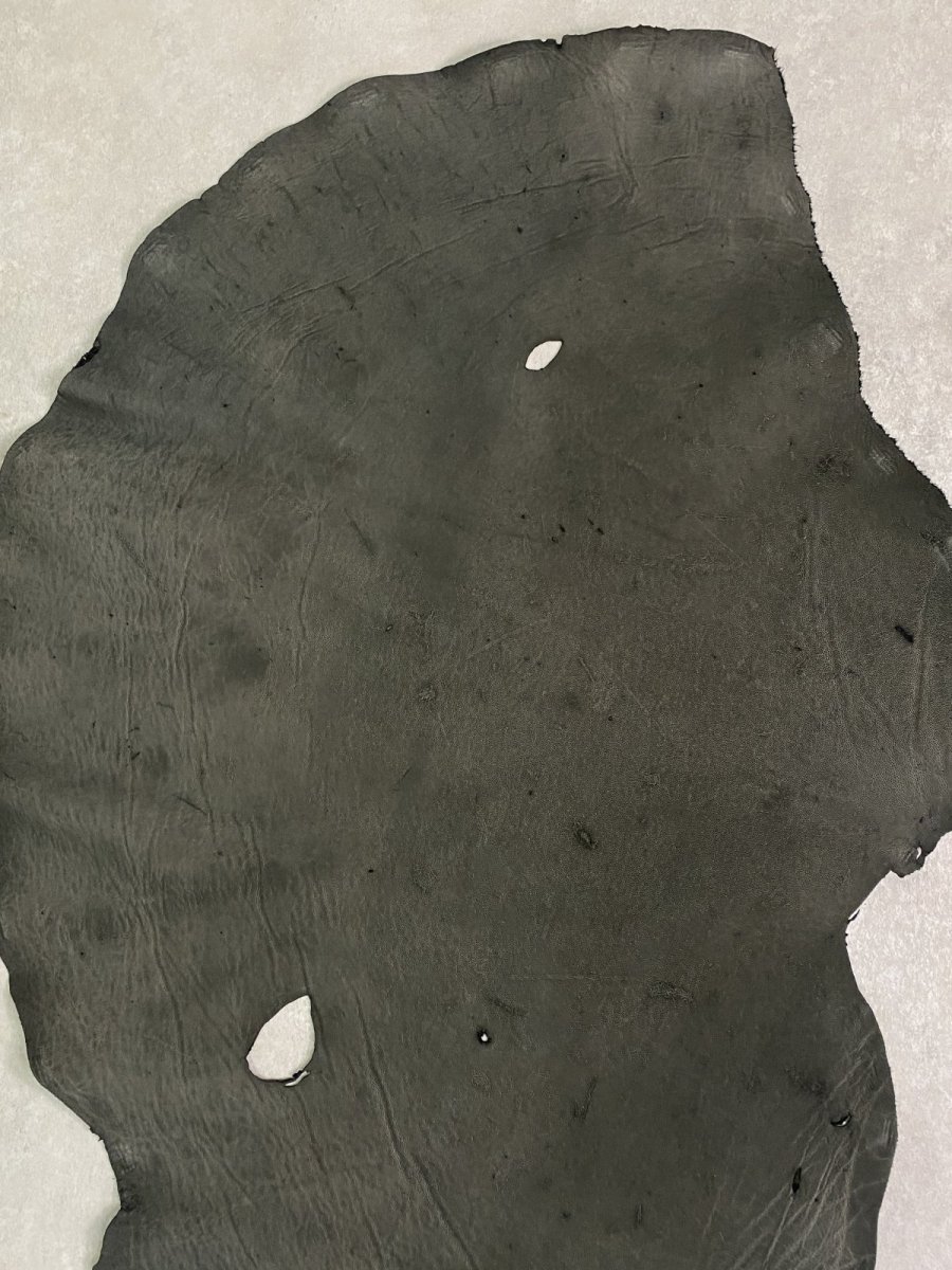 画像4: エレファントレザー　ダークグレー　ゾウ革　象革　耳　エキゾチックレザー (4)