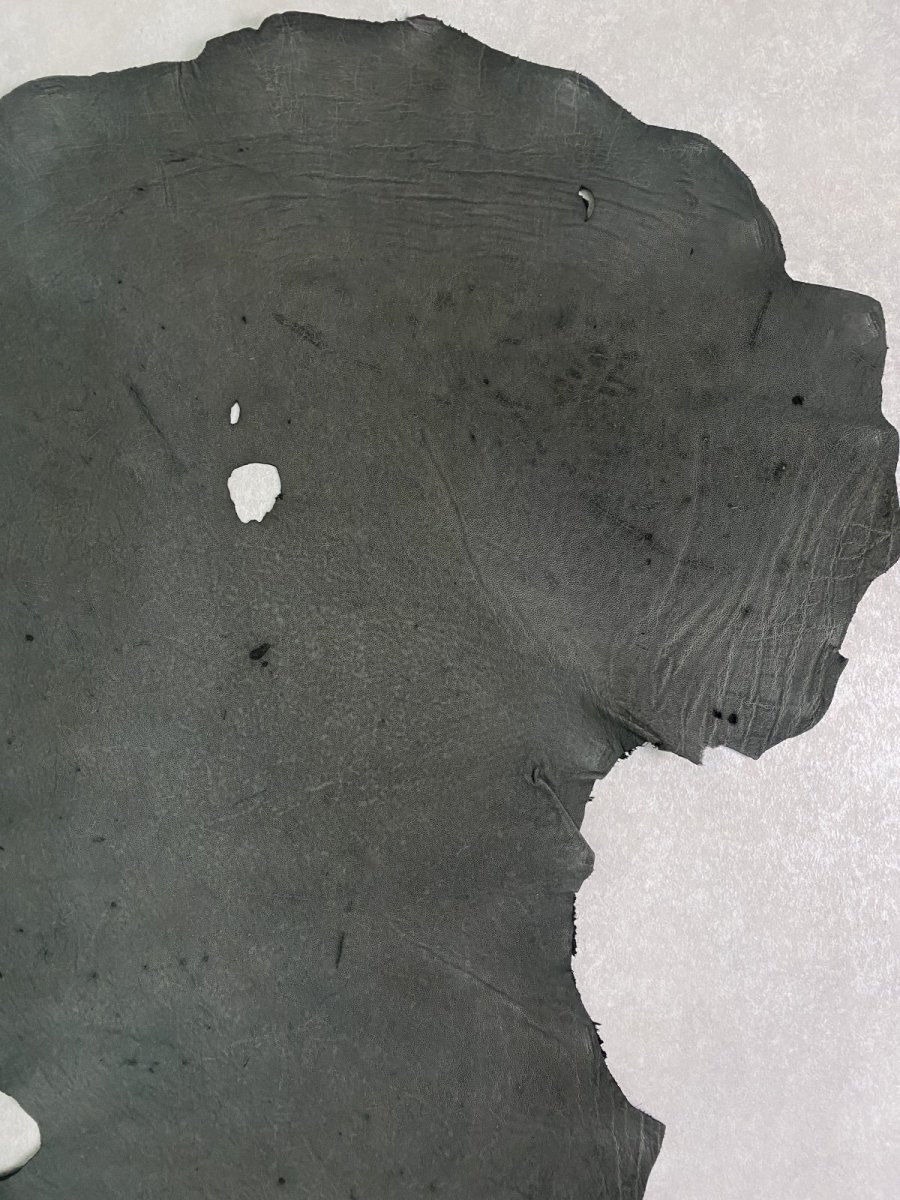 画像4: エレファントレザー　ダークグレー　ゾウ革　象革　耳　エキゾチックレザー (4)