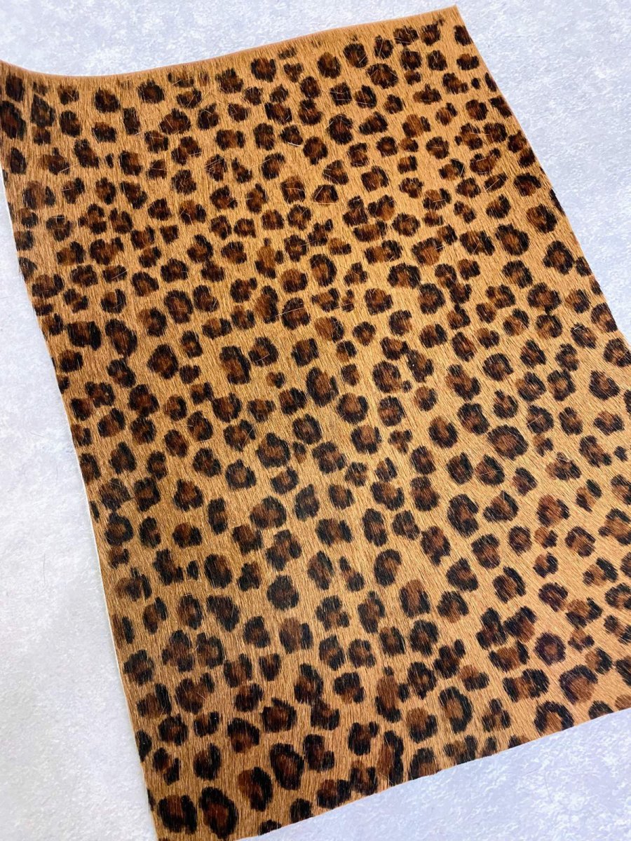 画像3: ヘアカウ　ヒョウ柄　毛皮　A４サイズ　カットレザー　牛革毛付き (3)