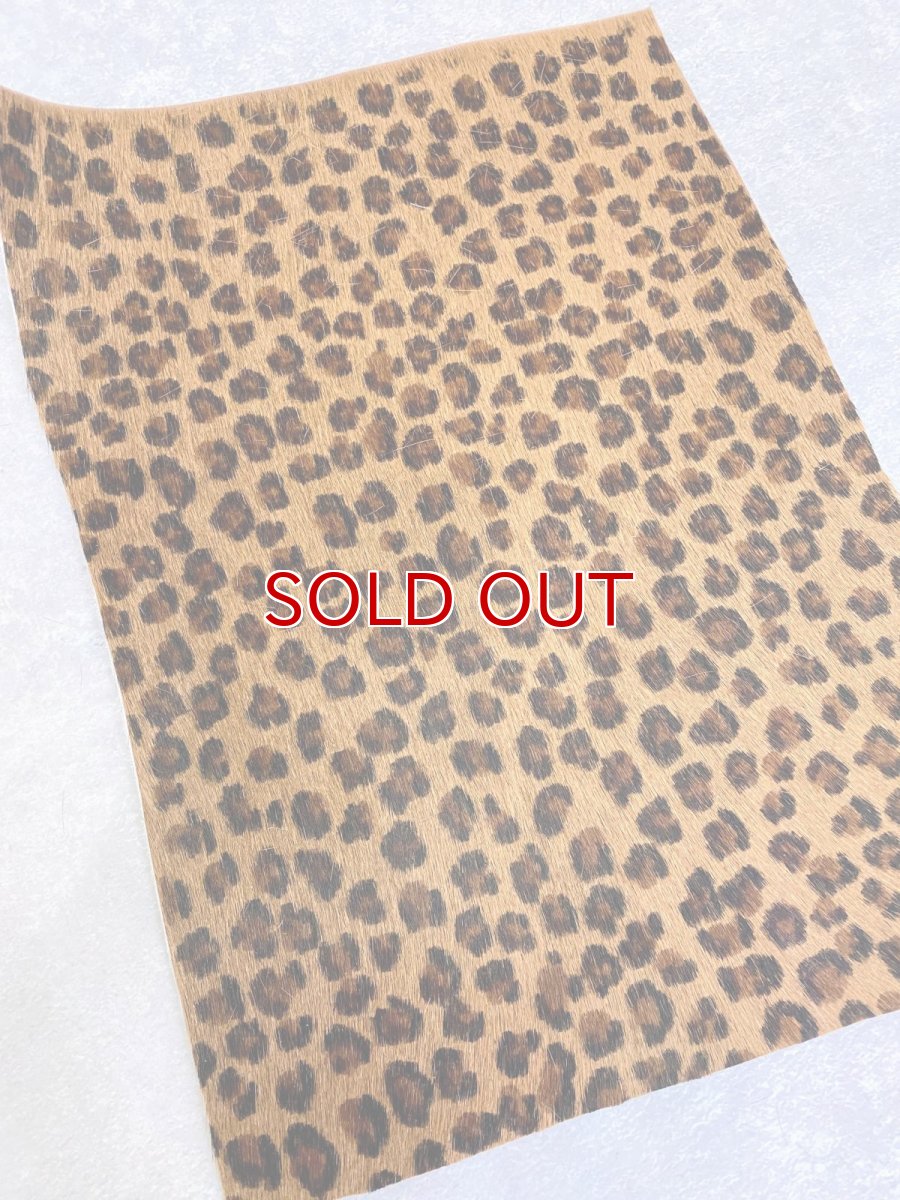 画像3: ヘアカウ　ヒョウ柄A　毛皮　A４サイズ　カットレザー　牛革毛付き (3)
