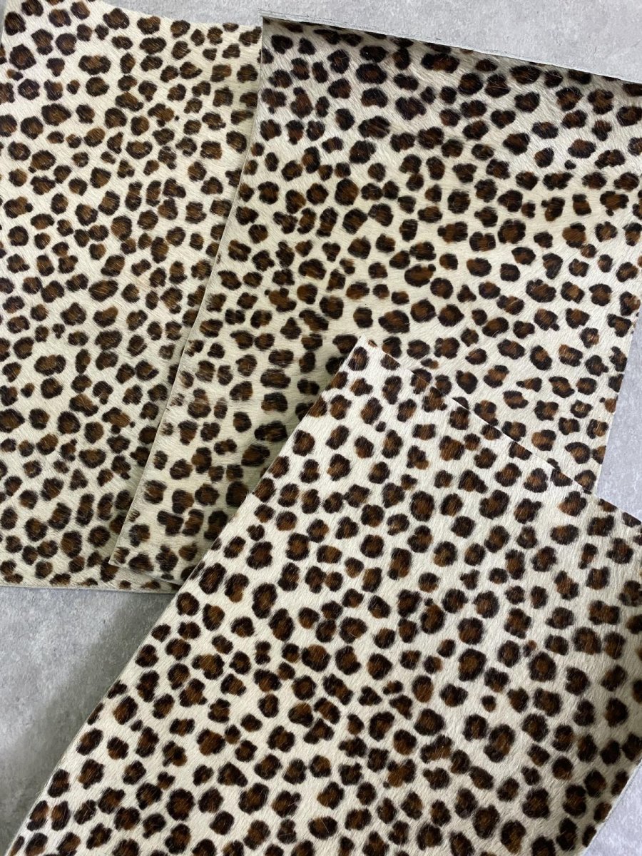 画像6: ヘアカウ　ヒョウ柄B  毛皮　A４サイズ　カットレザー　牛革毛付き (6)