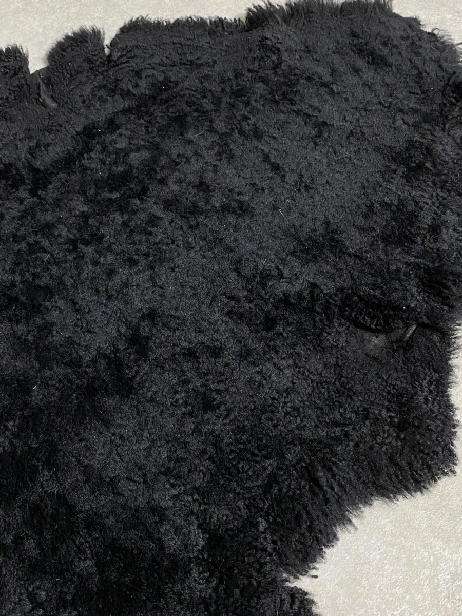 画像3: ムートン毛皮 Wフェイス 巻き毛 ブラック (3)