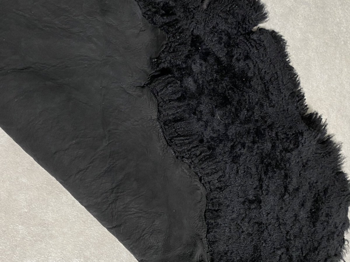 画像4: ムートン毛皮 Wフェイス 巻き毛 ブラック (4)