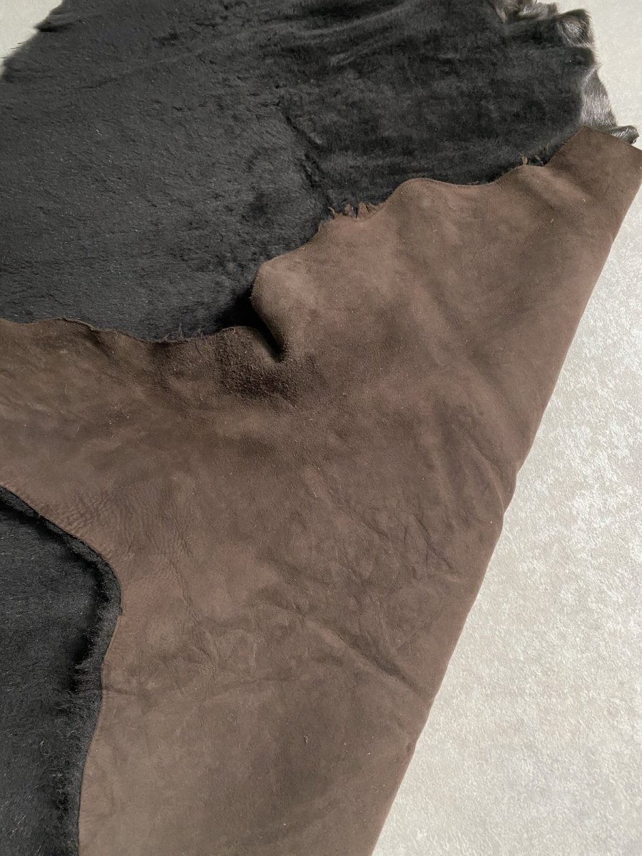 画像2: ムートン毛皮 Wフェイス ブラウン (2)