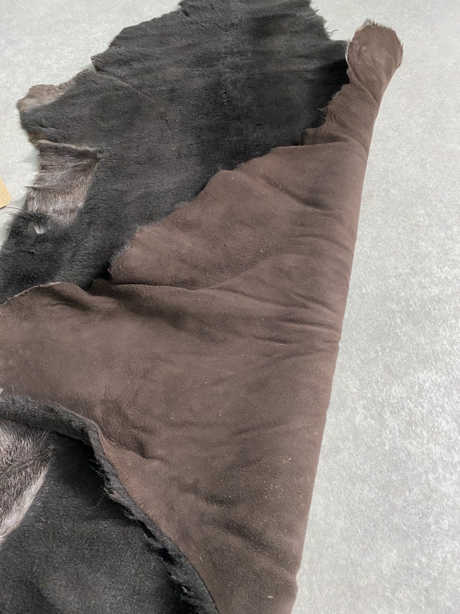 画像2: ムートン毛皮 Wフェイス ブラウン (2)