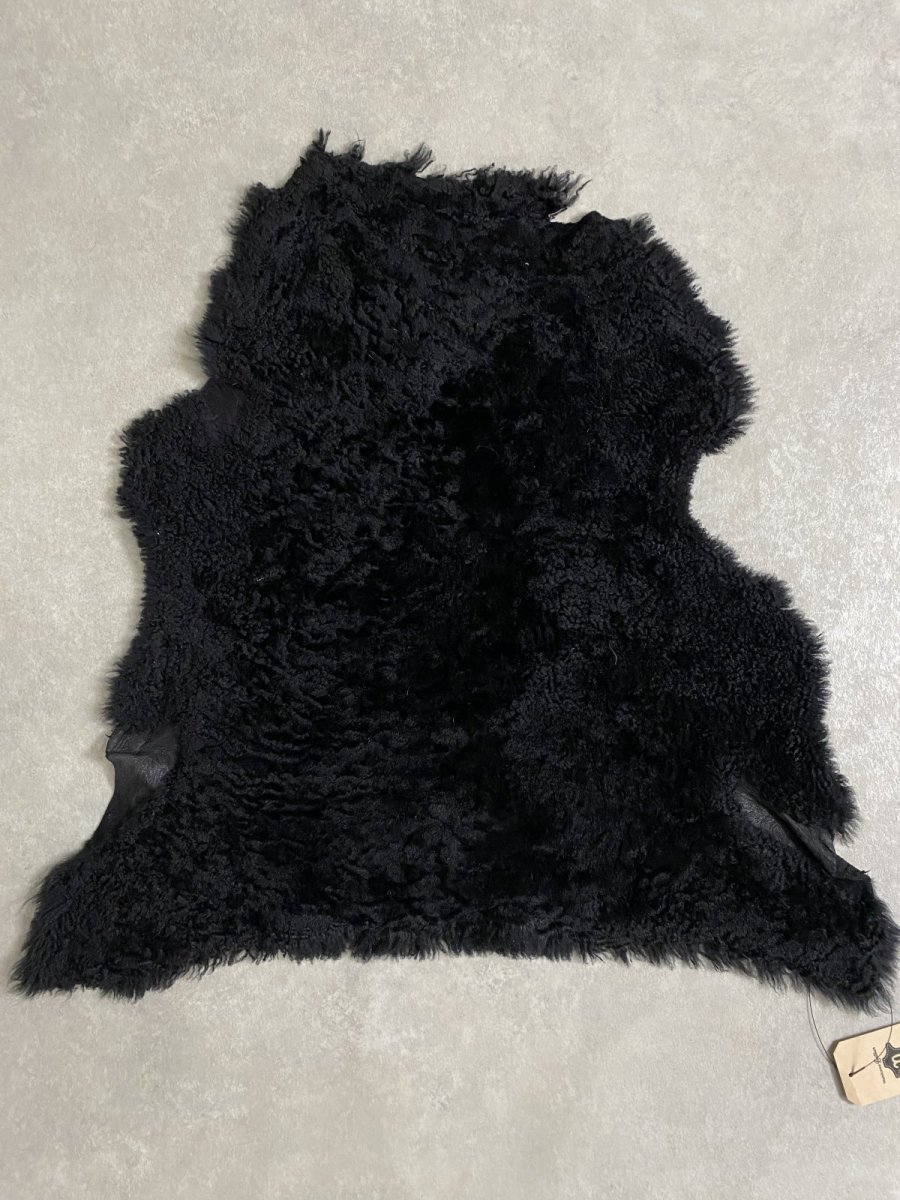 画像1: ムートン毛皮　Wフェイス　巻き毛　ブラック (1)