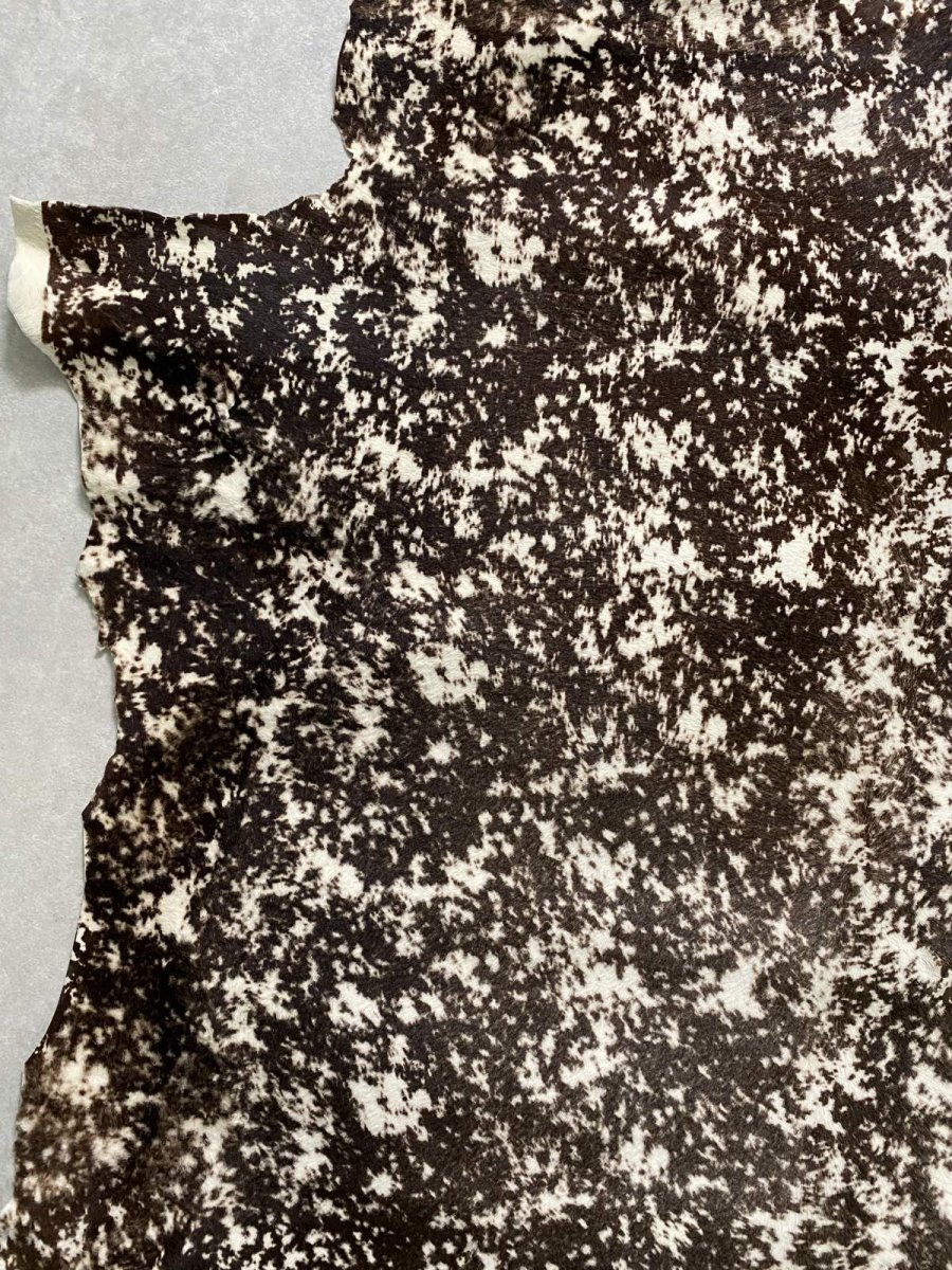 画像5: ヘアーカーフ グロードテル  白×茶 牛革 毛皮 本革 毛つき 牛カーフ毛付き (5)