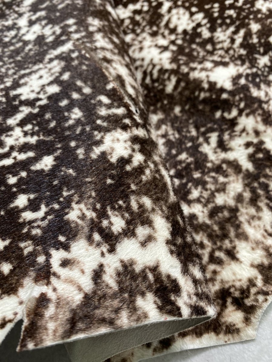 画像9: ヘアーカーフ グロードテル  白×茶 牛革 毛皮 本革 毛つき 牛カーフ毛付き (9)