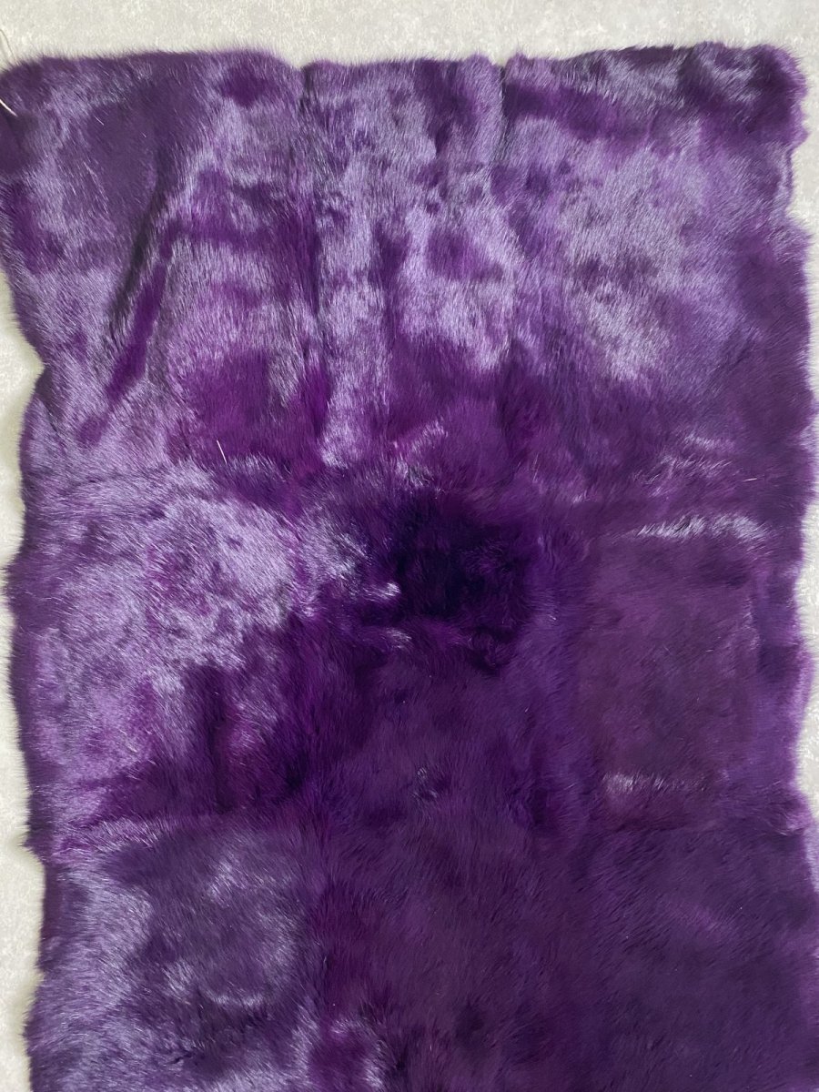 画像2: ラビットファー プレート　パープル　うさぎ毛皮　大判 (2)