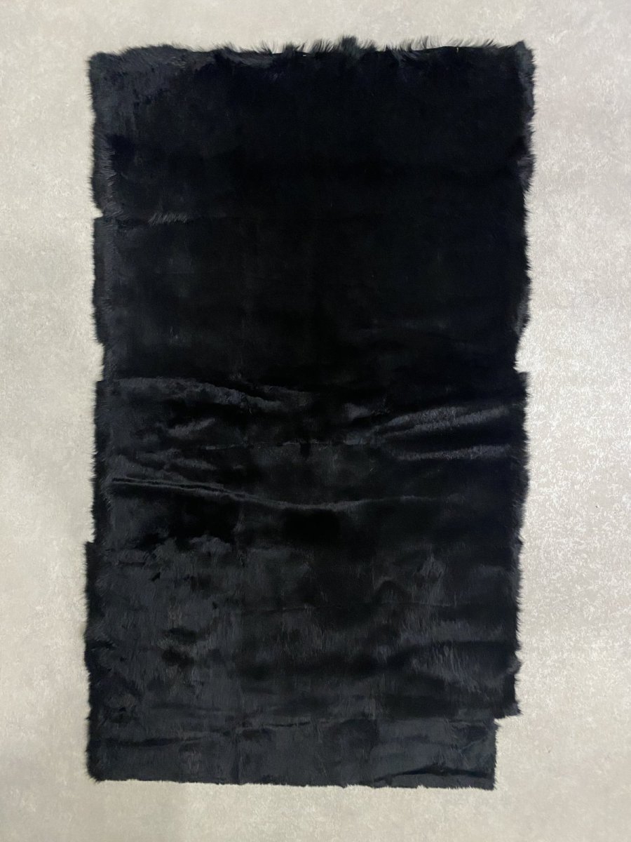 画像1: ラビットファー プレート　ブラック　うさぎ毛皮　大判 (1)