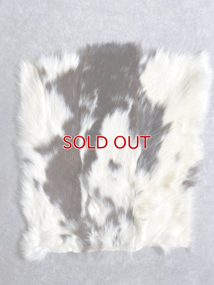 画像1: ラビットファー　ブチ（こげ茶）　うさぎ毛皮 (1)