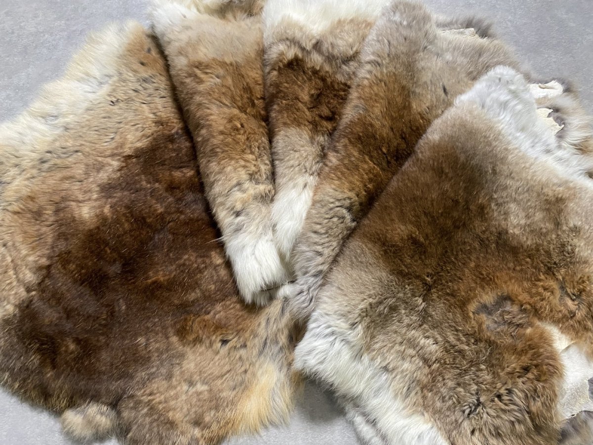 画像5: ラビットファー　キャメルナチュラル ウエーブ　うさぎ毛皮　Lサイズ (5)