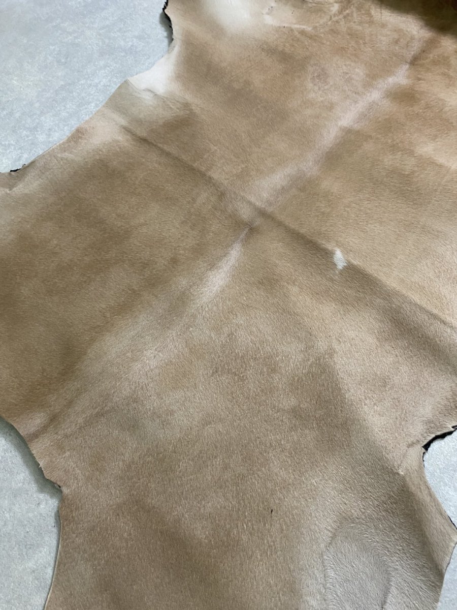 画像3: ヘアーカーフ ベージュ 牛革毛付き 毛皮  (3)