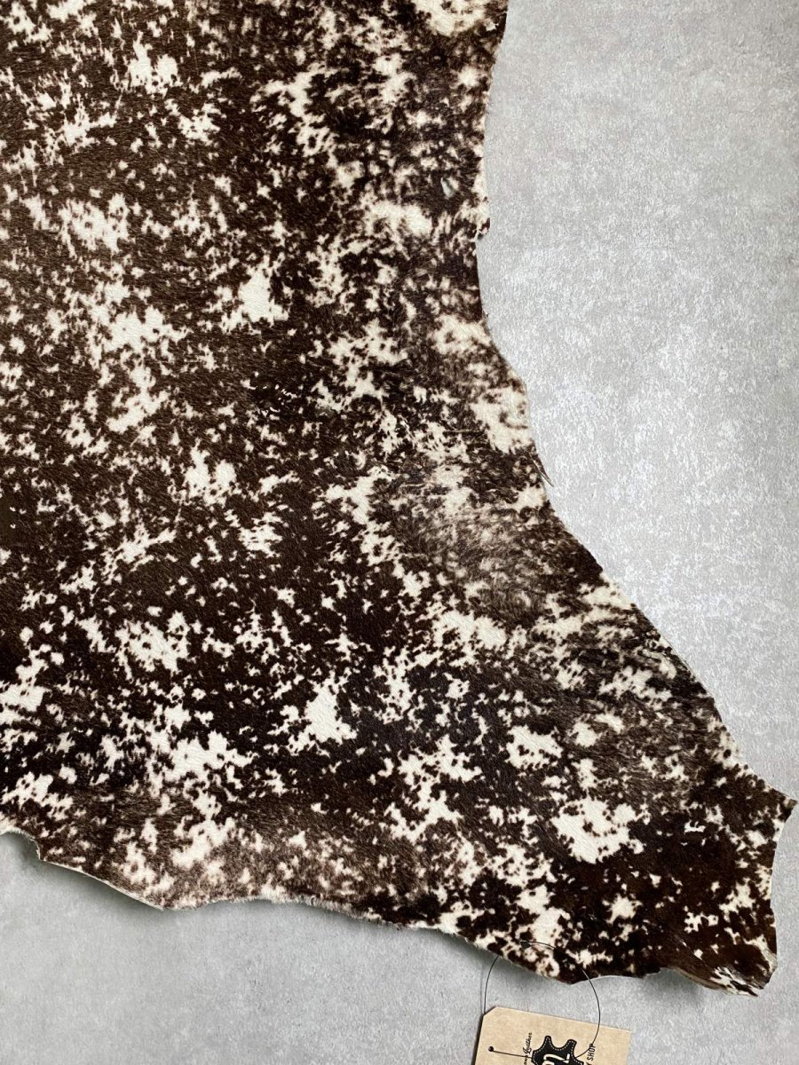 画像5: ヘアーカーフ　グロードテル  白×茶　牛革　毛皮　本革　毛つき　牛カーフ毛付き (5)