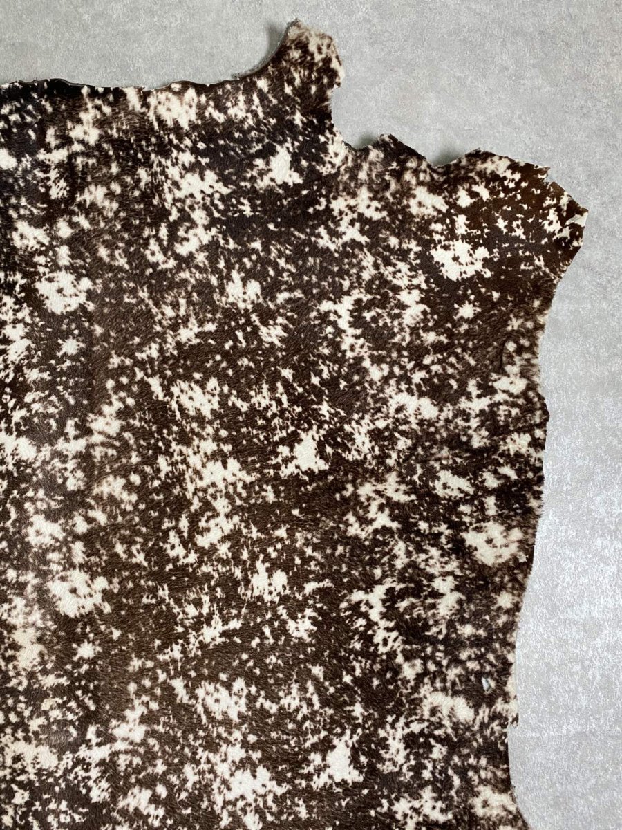 画像3: ヘアーカーフ　グロードテル  白×茶　牛革　毛皮　本革　毛つき　牛カーフ毛付き (3)