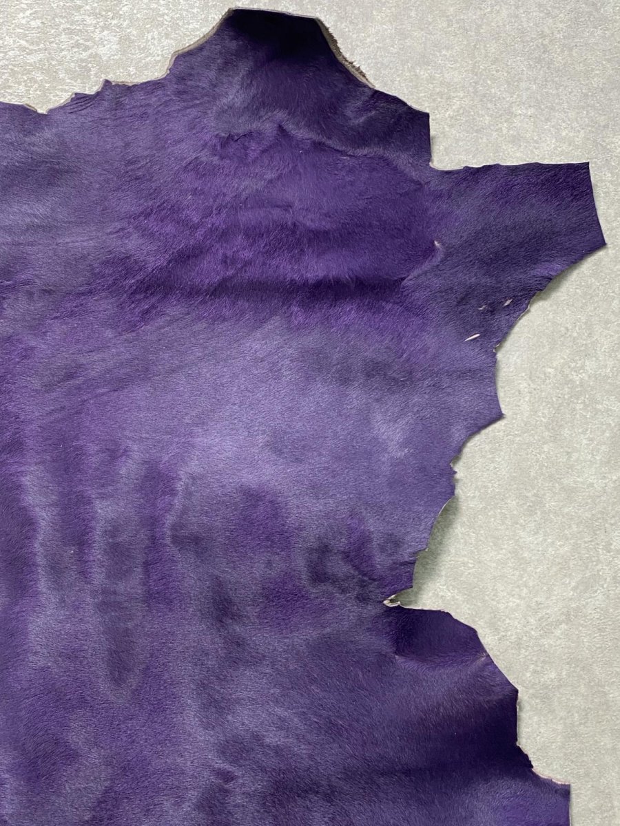 画像4: ヘアーカーフ パープル 毛皮 牛革 牛カーフ毛付き (4)