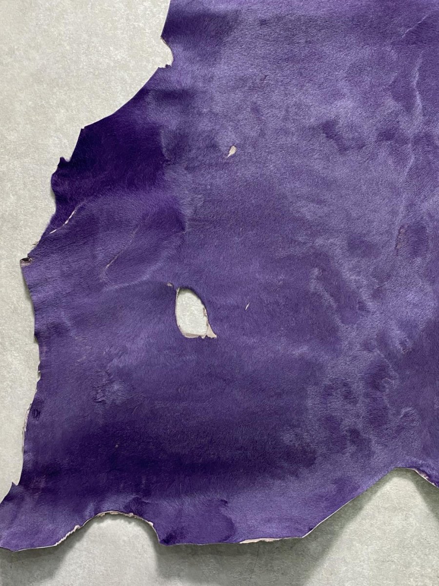 画像5: ヘアーカーフ パープル 毛皮 牛革 牛カーフ毛付き (5)