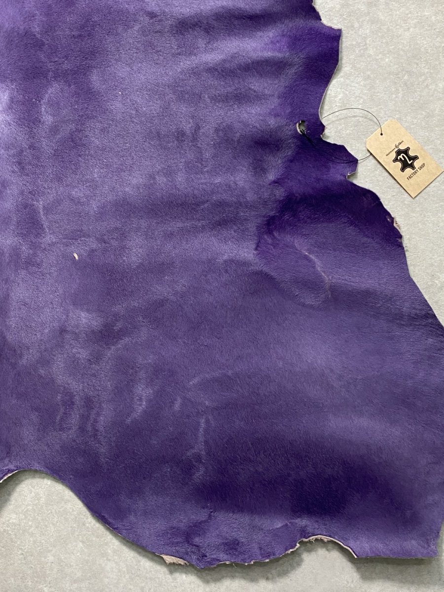 画像6: ヘアーカーフ パープル 毛皮 牛革 牛カーフ毛付き (6)
